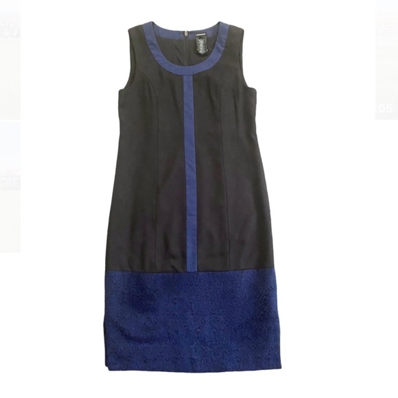 J. Peterman LC Mod T-Neck Black Navy Sheath Dress - Picture 1 of 7